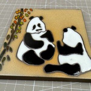 Hand-Painted Ceramic Tile With Panda Design By Albuquerque Decorative Tile